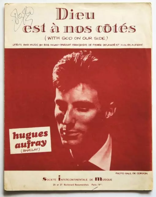 Partition sheet music HUGUES AUFRAY : Dieu est à nos Côtés * 60's Bob Dylan