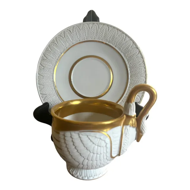 Vintage RPM Royal Porzellan Manufaktur Bavaria Swan Cup & Saucer Porcelain Gold 3