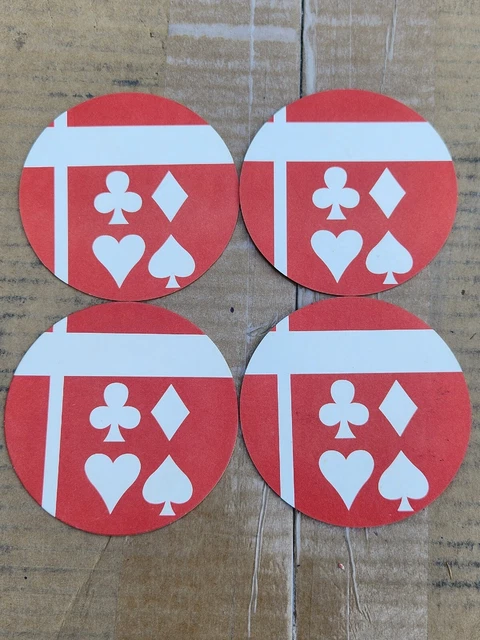 Card Suit Cardboard Bar Coasters (Set of 4) - Used in Good Condition