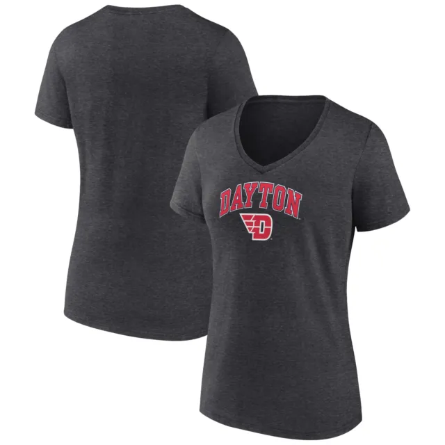 Women's Fanatics Branded Charcoal Dayton Flyers Campus V-Neck T-Shirt