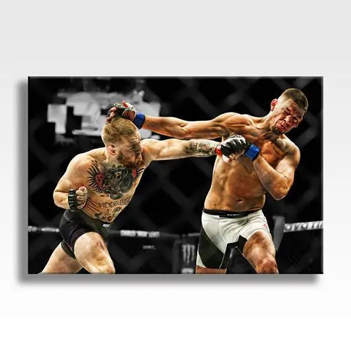 Poster CONOR MCGREGOR V NATE DIAZ TELA UFC arte da parete 30""x20"" TELA