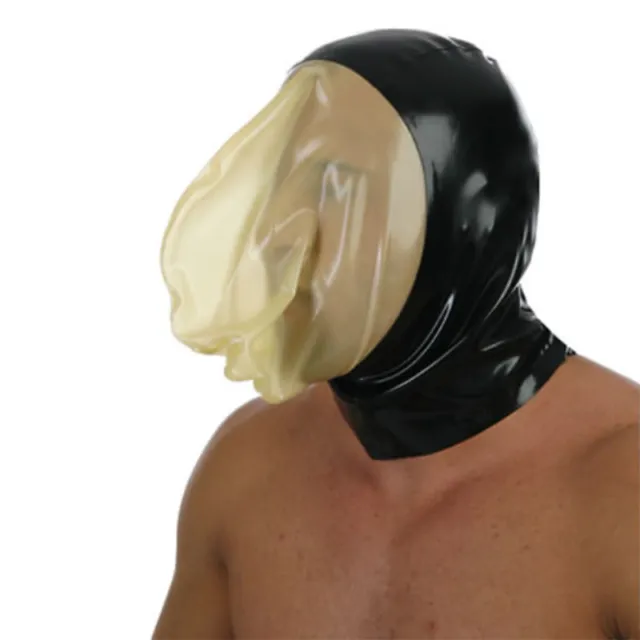 Latex Hood with Sealed Breathing Bag for Experience Suffocation Rubber Mask