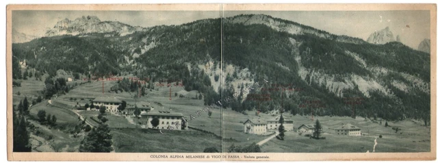 Vigo di Fassa - Colonia Alpina Milanese Orfani Guerra - Cartolina doppia FG NV