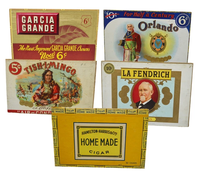 LOT of 5 Cigar Box TOPS Garcia Grande Orlando Tishimingo La Fendrich Hamilton