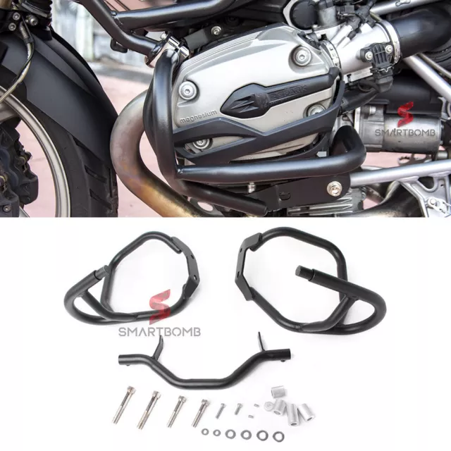 Protezione motore paracilindri tubolare acciaio coppia  BLACK BMW R1200GS 04-12