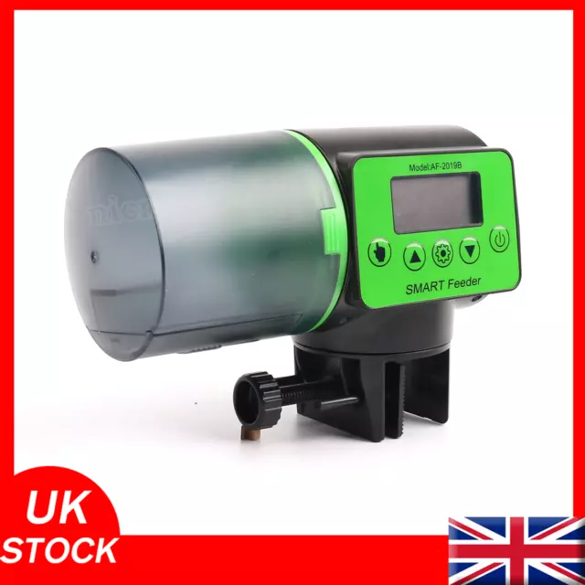 Automatische Fischfutter Aquarium Feeder Smart Urlaub Haustier Timer LCD Display UK