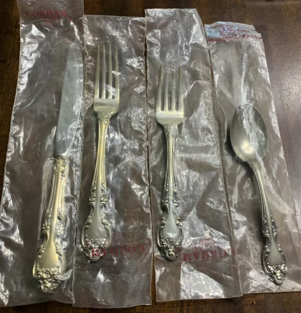 Gorham MELROSE 4pcs STERLING SILVER PLACE SETTING Knife Forks Spoon