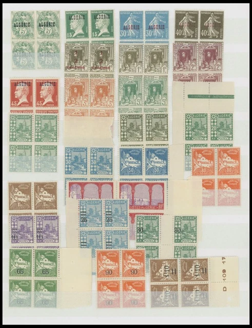 ALGERIEN 1924-27, Partie von 37 verschiedenen postfrischen Viererblocks, mit