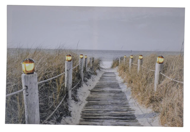 Three Star Walkway To Ocean Lightup Painting With Multicolor KL707