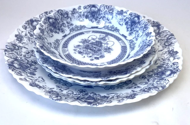 Saladier Arcopal France Motif Fleurs Bleues - Diamètre 21,5 Cm