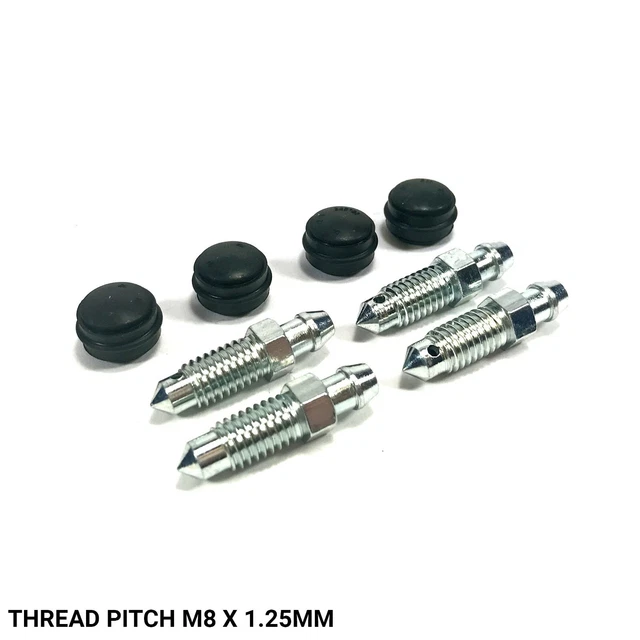 thumbnail interactive-video image 1 of Quick Brake M8 Brake Caliper Bleed Screw Set (4x) With Caps – Fits Mercedes & Smart – 41.5mm Length, 9mm Spanner 1 of 2