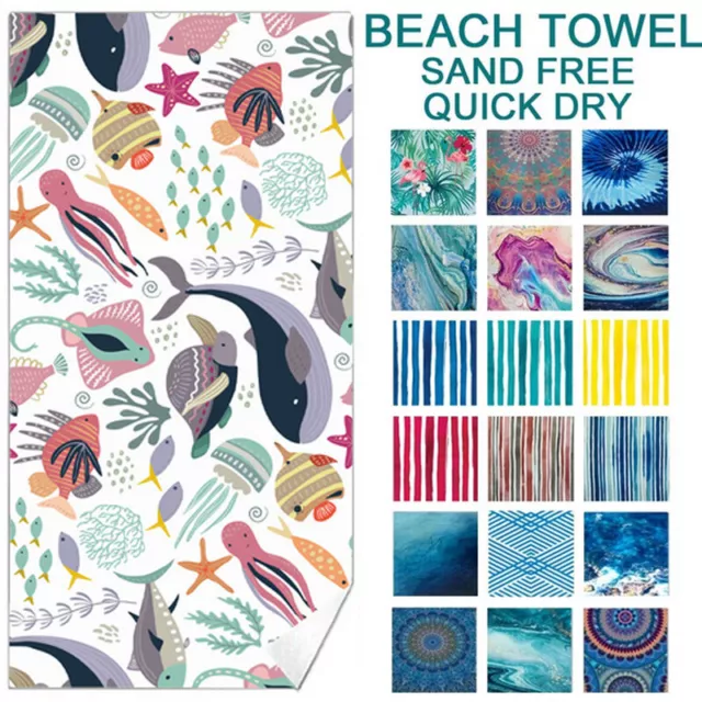 Beach Towel Sand Free Quick Dry Microfibre Absorbent Soft Large Pool Swim Towel