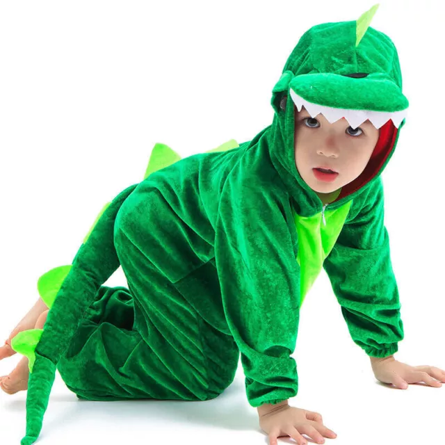 Kids Child Animal Dinosaur Kugurumi Costume Fancy Dresses Boys Girls Green