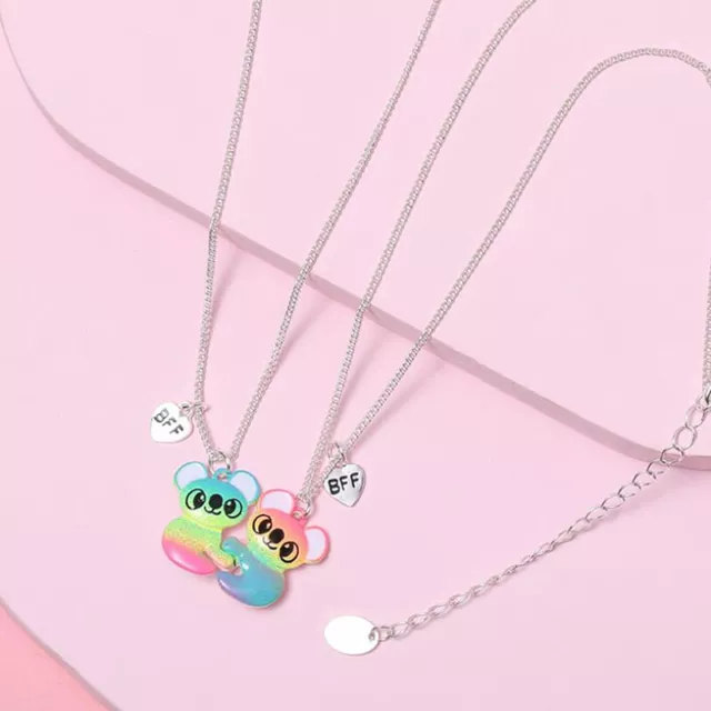 1Pair Cute Colorful Raccoon Pendant Best Friend Necklace Friendship Jewelry -HV