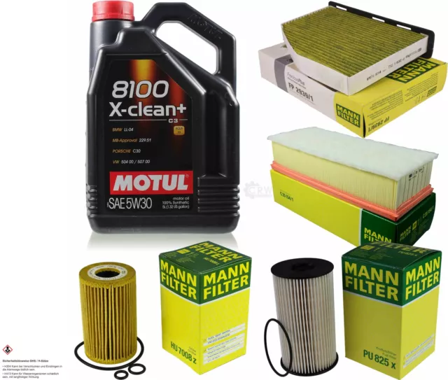 MOTUL 5 L 5W-30 MOTOR-ÖL+MANN-FILTER für Skoda Superb Kombi 3T5 2.0 TDI 16V 4x4