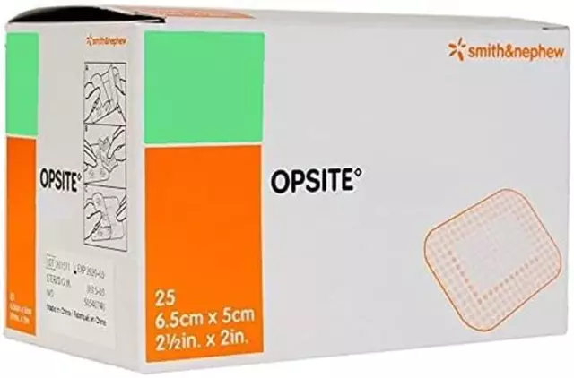 Opsite Post-Op Waterproof Adhesive Film + Pad Dressing 6.5Cm X 5Cm, Pack of 25