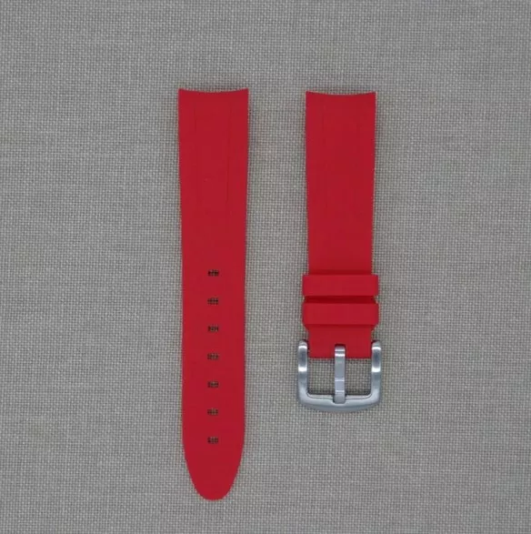 Tempomat 20mm Incurvé Caoutchouc Rouge Sangle, Pour Rolex Submariner, Swatch