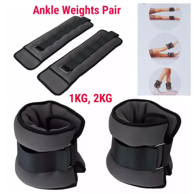 2x Wrist Ankle Weights 1/2KG Pair Adjustable Strap Fitness Gym Yoga Training