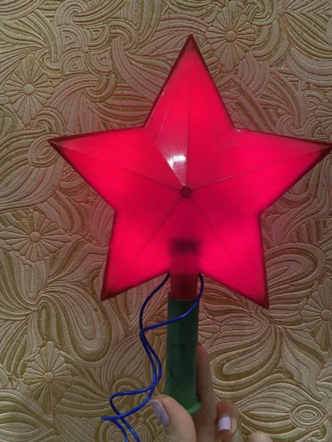 Old Big USSR Red STAR ELECTRIC Christmas TREE TOP Russian COMMUNIST Ornament 2