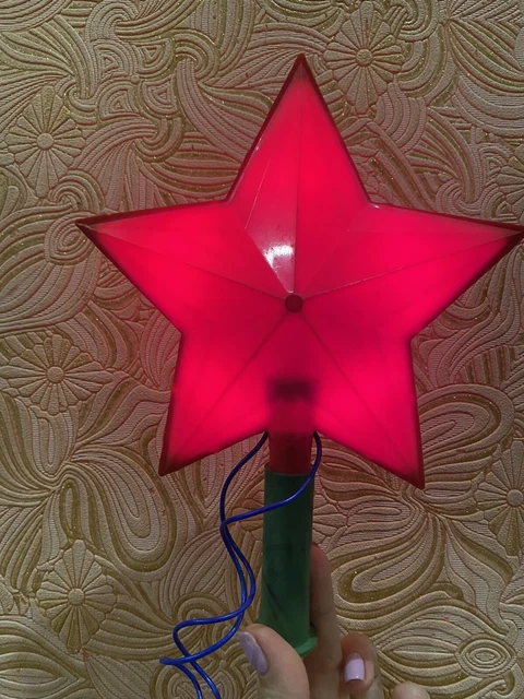 Old Big USSR Red STAR ELECTRIC Christmas TREE TOP Russian COMMUNIST Ornament