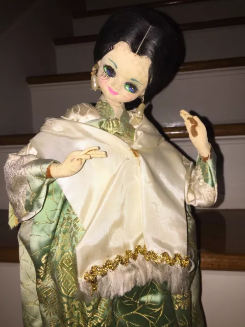Vintage Chinese Japanese Asian Oriental Dress Woman Geisha Girl Fabric Doll 20"