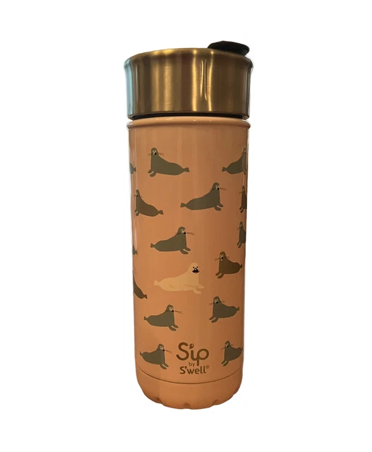 Sip By Swell 16 Oz Vacuum Insulated Stainless Steel Pink Coffee Mug Sea Lions
