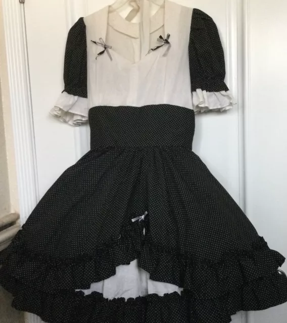 Square Dance Dress Black And White Color Lace And Ribbons Hand Made 19” Length