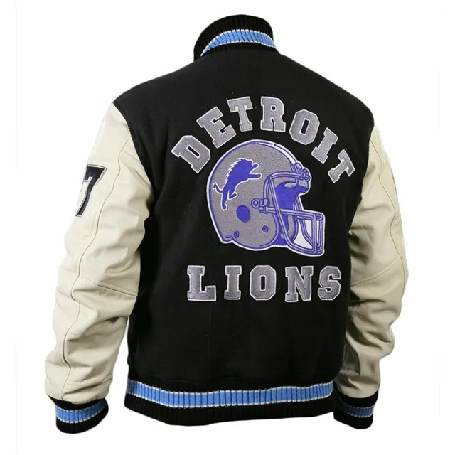 Beverly Hills Cop Detroit Lions Axel Foley Vintage Wool - Leather Sleeves Jacket