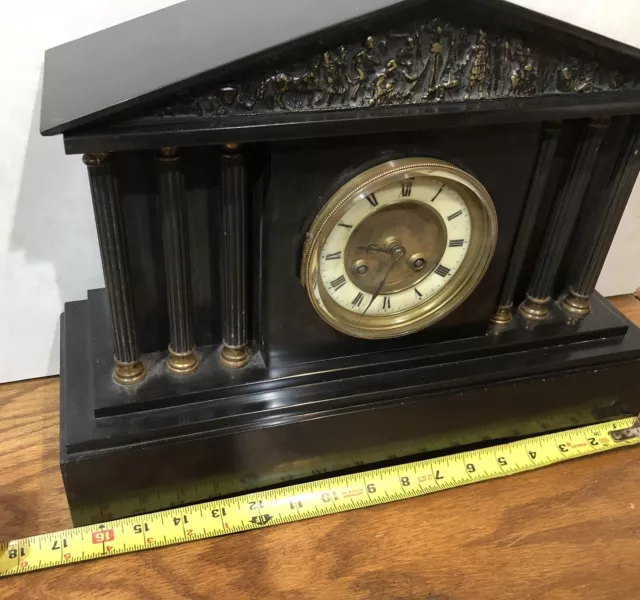 Large French HFF Architectural Greek Revival Marble Six Pillar Mantel Clock 10