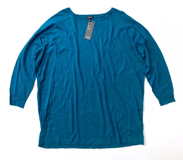 Eileen Fisher Bateau Neck Tunic Sweater Nwt Merino Wool Blend Nile XL