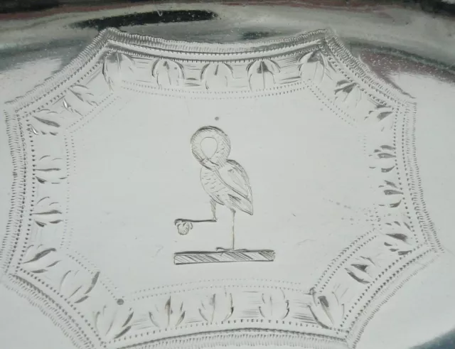 Antique CRESTED Sterling Silver Swing Handled Basket, Henry Chawner 1789