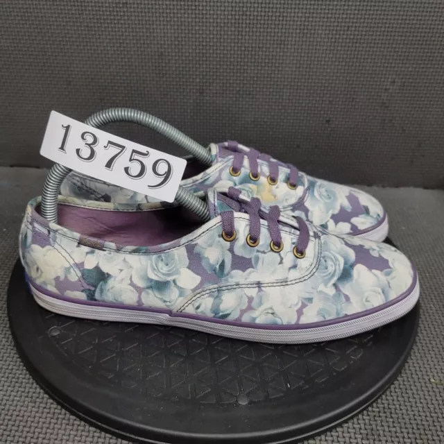 Keds x Taylor Swift Champion Shoes Womens Sz 8.5 Blue Purple Floral Print Sneake