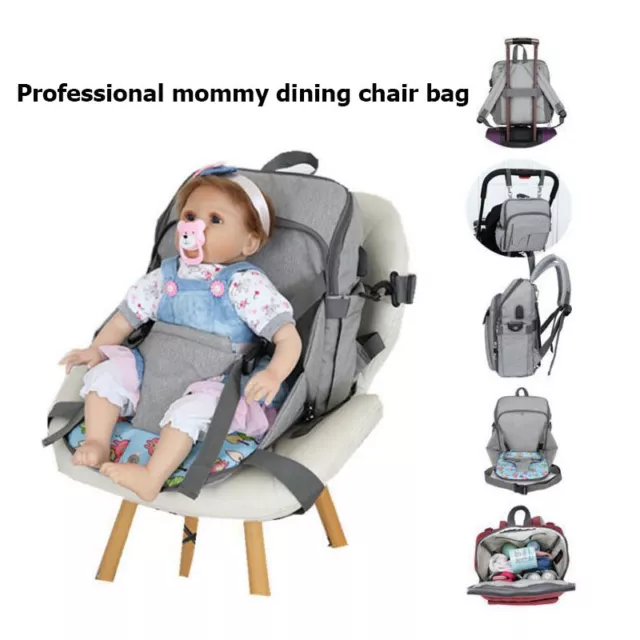 ALLACKI Baby Hybrid Diaper Backpack Folding USB Mommy Newborn Dining Chair Bag
