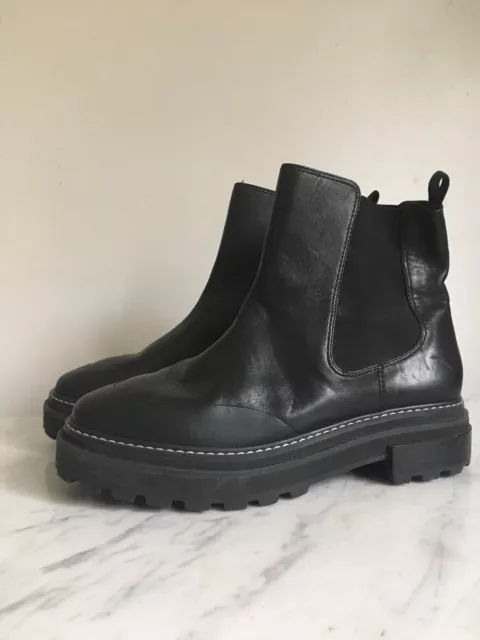 Aqua Mud Guard Black Leather Ankle Chelsea Boot Lug Sole NEW Size 11B