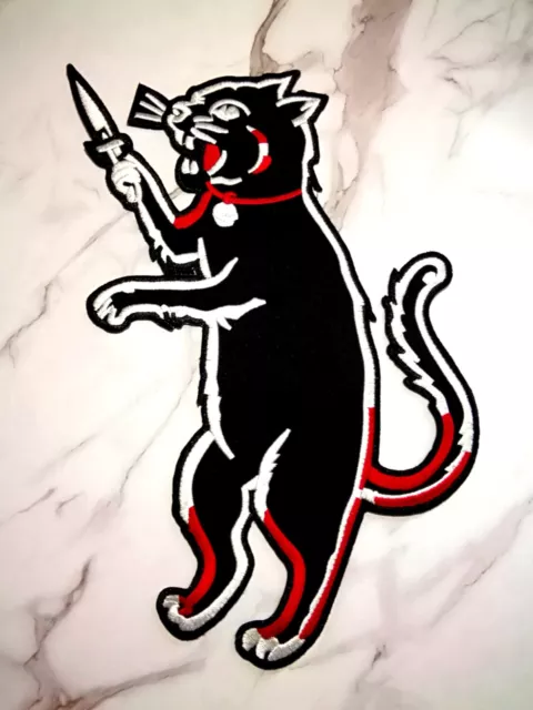 Black Panther Tattoo Cat Old School Iron On Patch Embroidered Back Large Jacket