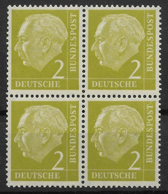 Bund 1954 ** Mi 177 Theodor Heuss Freimarken im Viererblock VB 4er Block 03667H