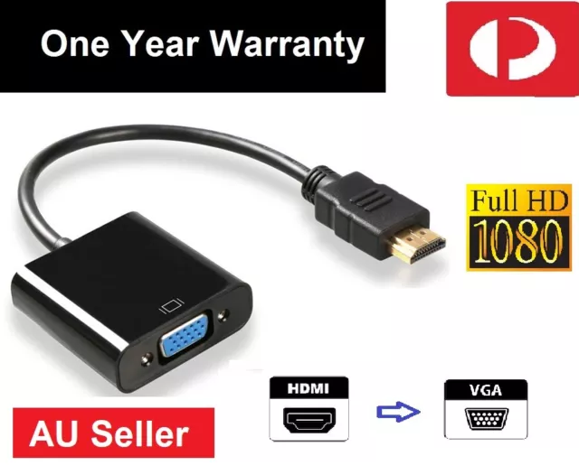 1080P HDMI Male to VGA Female Video Adapter Cable Converter Chipset Built-in