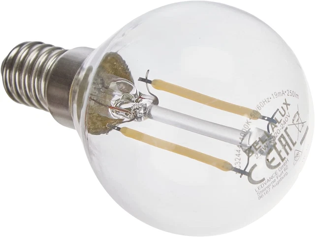 BELLALUX Led-Lampe, Sockel E14, Kaltweiß (4000K), Klares Filament, Tropfenform,