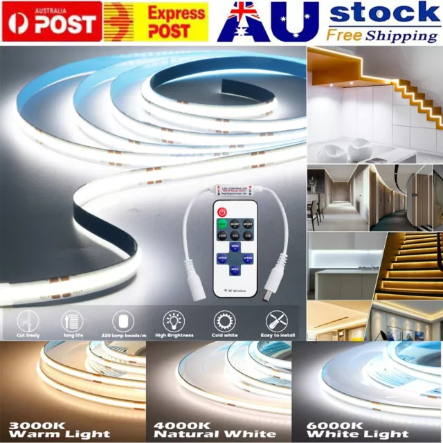 COB LED Strip lights High Density Dimmable Flexible Tape Lamp Warm/Natural/White