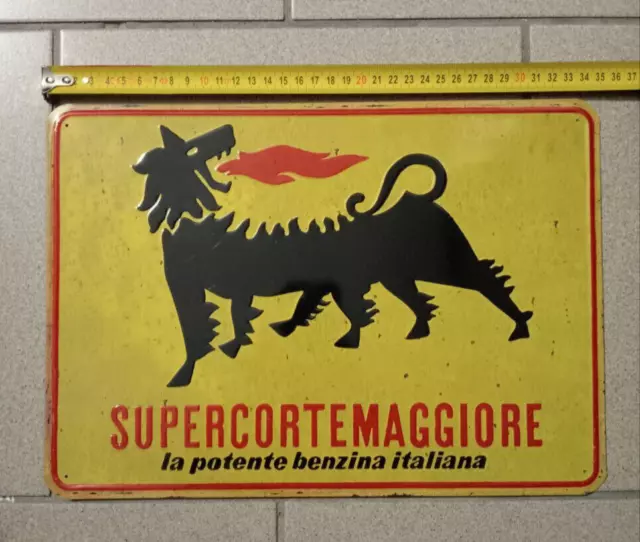 Supercortemaggiore benzina targa pubblicitaria lamiera