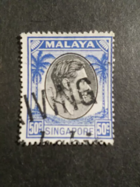 Malaya Singapur Singapore, Briefmarke 50 C, George VI Entwertet, VF Verwendet
