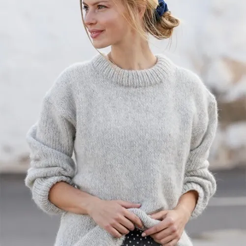KNITTING KIT Grey Pearl - Everything you need to make this baby alpaca sweater