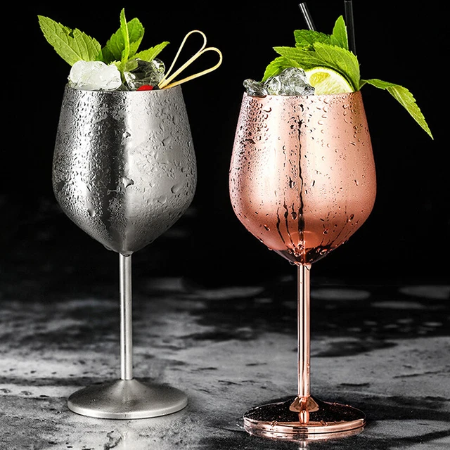 304 Stainless Steel Copper Plated Single-Layer Cocktail Glass 500ml Wine Gla LEI