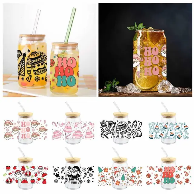 1pc Flower Pattern Design UV DTF Cup Wraps For 16 Oz Glass Cup, UV DTF Cup  Wraps, Cup Wraps For Glass Cups, Wraps For Cups, Glass Stickers For Cups