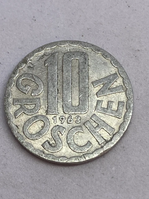 Austria - 10 Groschen Aluminium Coin - 1963