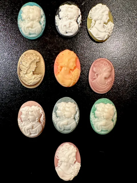 Rare Lot de 10 Camées Visage de femme Confection Pour bijoux 10-A