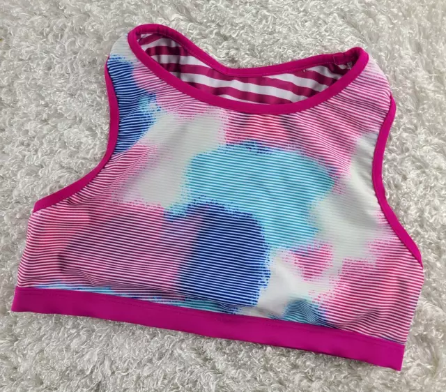 Eddie Bauer pink stripe racerback athletic tank top GIRLS SIZE L reversible (T)