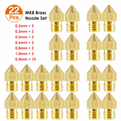 10x 0.4/0.6/0.8mm STAMPANTE 3D ugelli in ottone MK8 CR-10 Ender 3 Anet A8 M6 1.75mm 