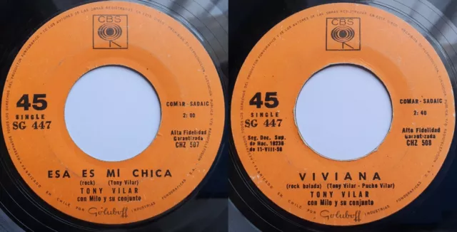 Tony Vilar Milo Esa Es Mein Mädchen/Viviana 1964 Latin Pop/Rock'n'roll Chilean Press