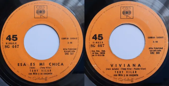 Tony Vilar Milo Esa Es Mi Chica/Viviana 1964 Latin Pop/Rock'n'roll Chilean Press